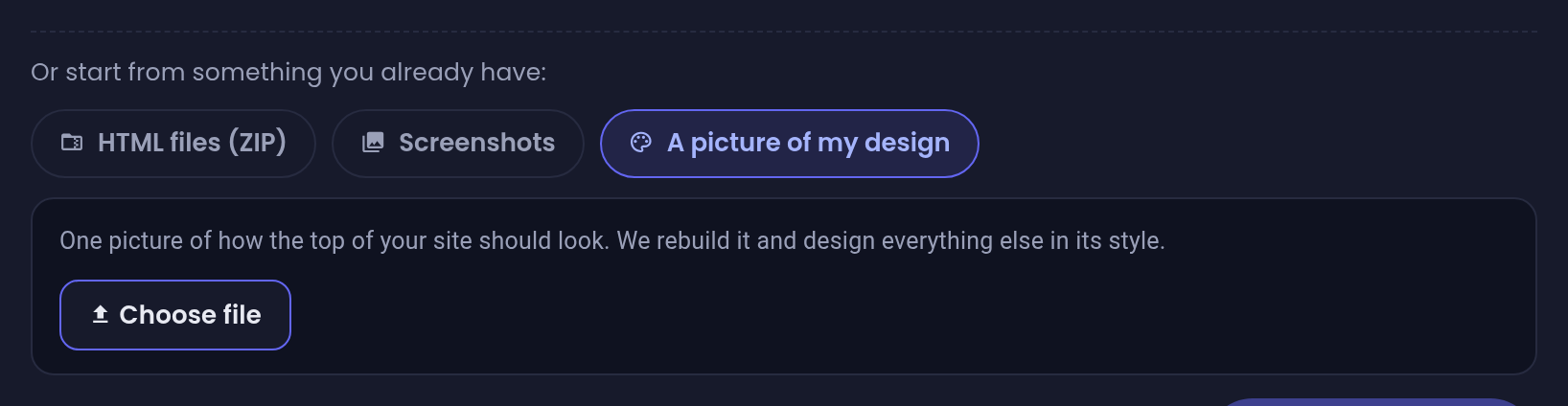 Anexe uma imagem de como o topo do seu site deve ficar