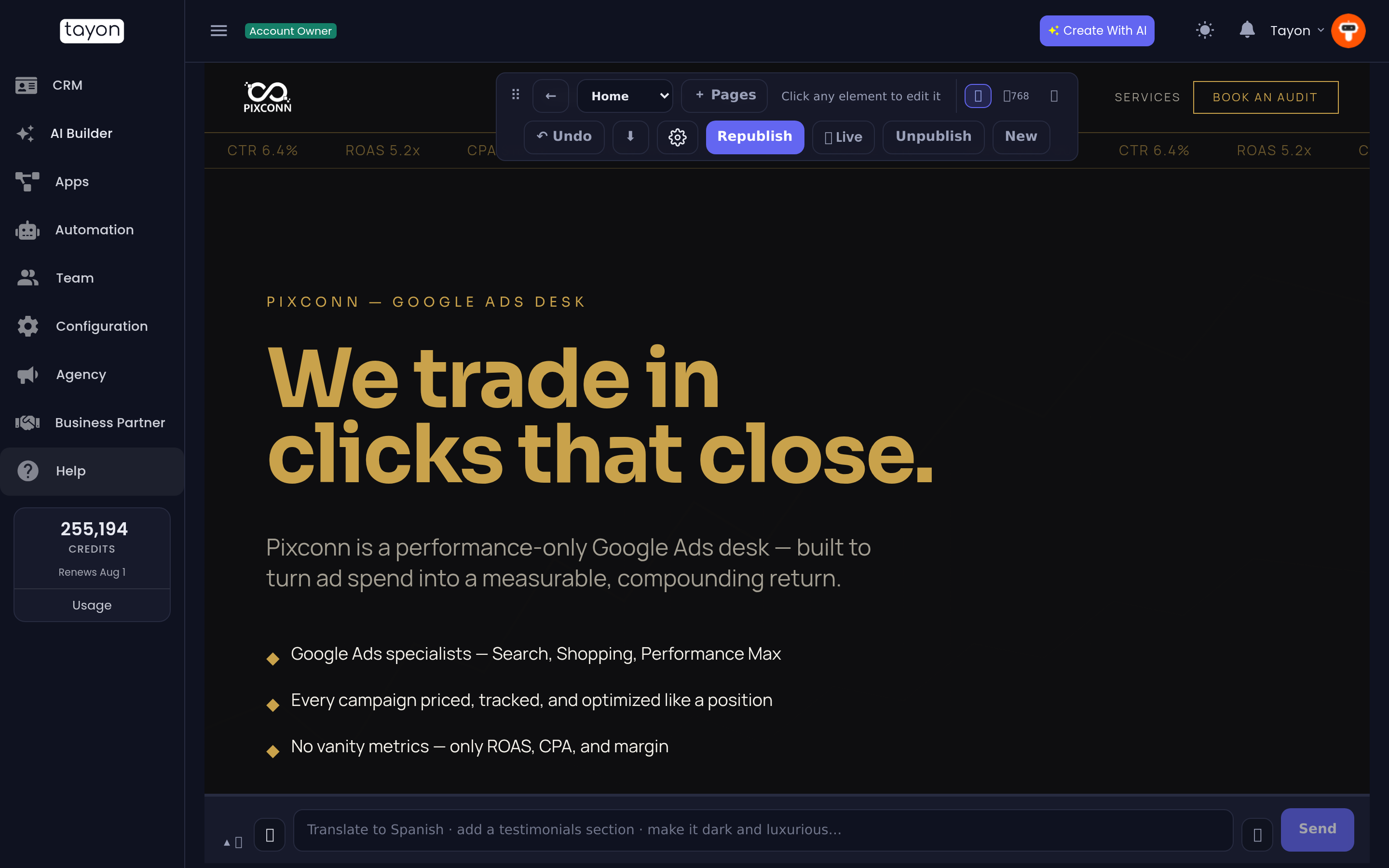 The editor, with the preview above and the site-wide chat below