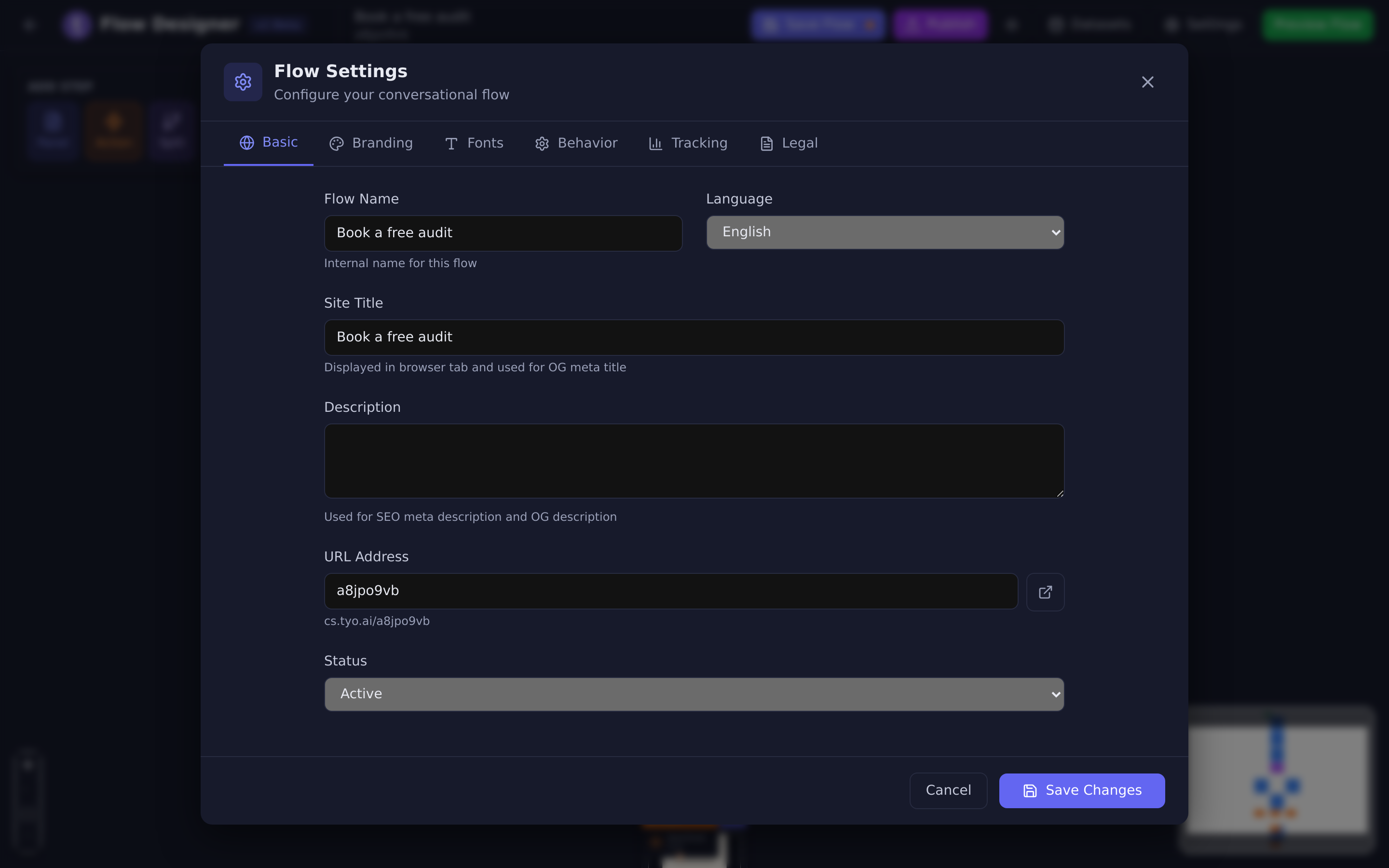 Translate Flow, in the designer's settings