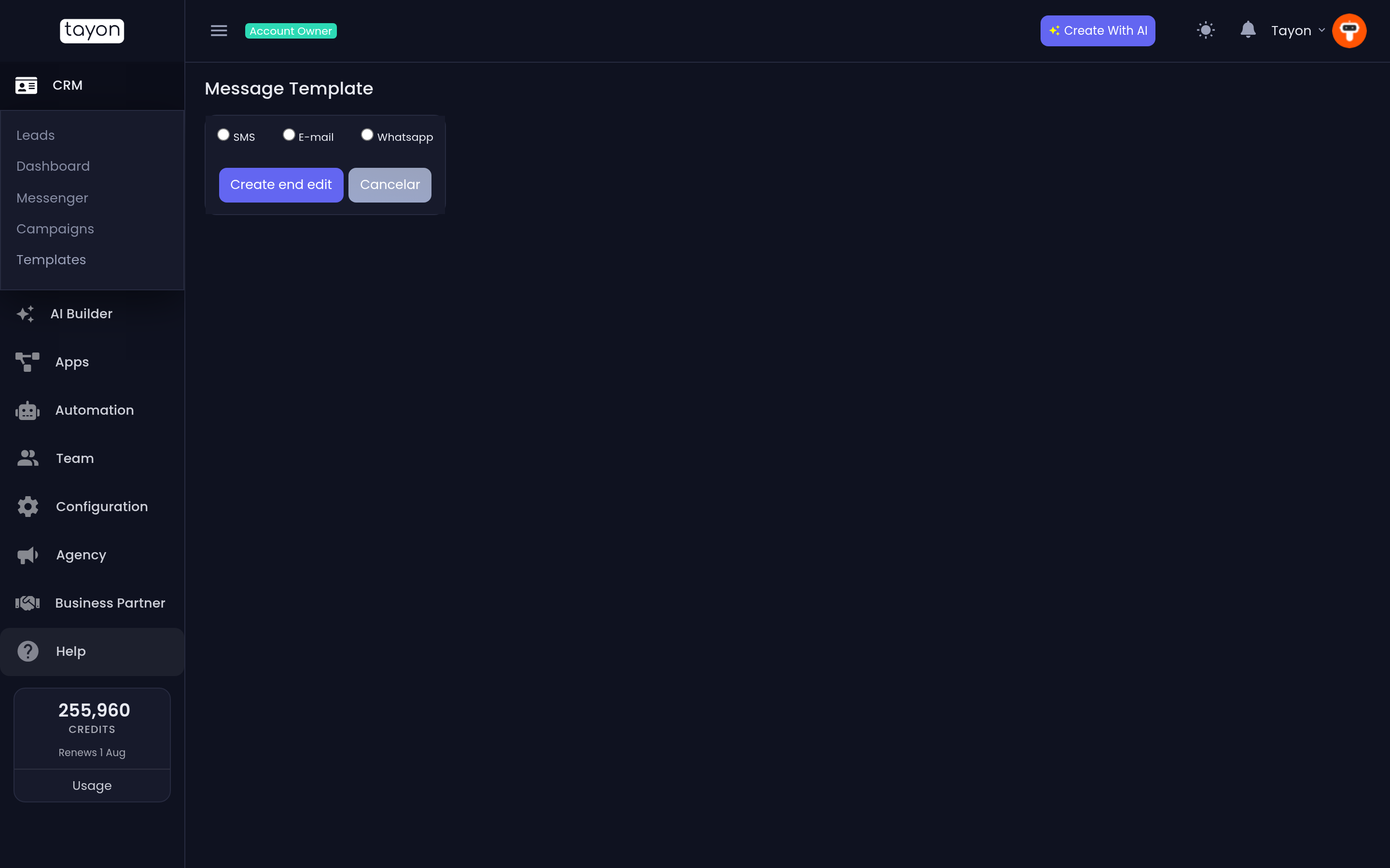 Choosing the channel for a new template